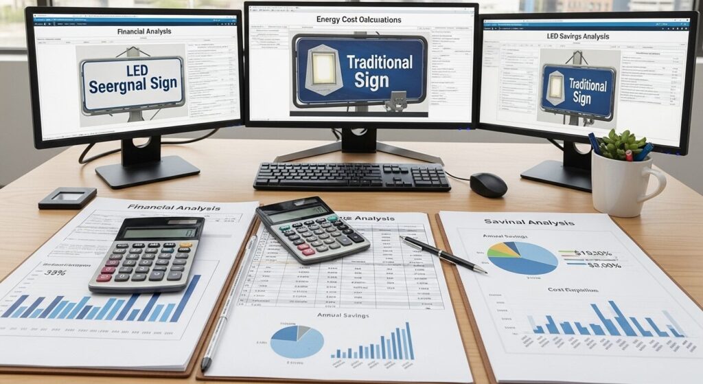 Professional energy savings calculations showing LED signs cost reductions for Jacksonville businesses