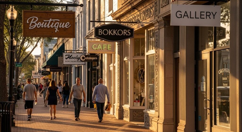 Charming Jacksonville commercial street with beautiful signage creating visual harmony