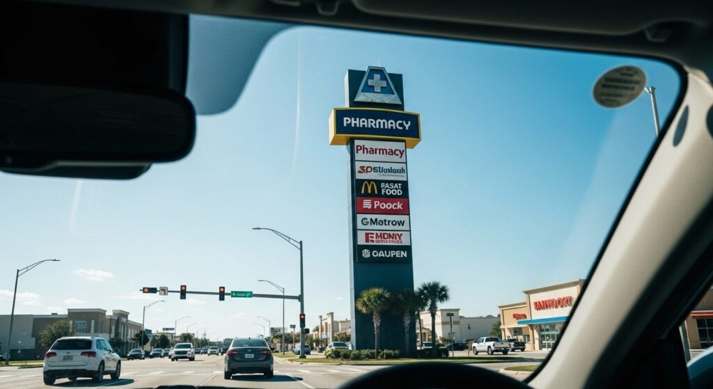 A tall pylon sign providing excellent visibility from the road, a crucial type of sign for businesses in Jacksonville set back from the street.