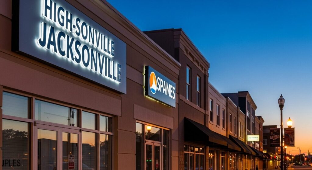High-visibility illuminated business signs providing 24/7 brand awareness in Jacksonville