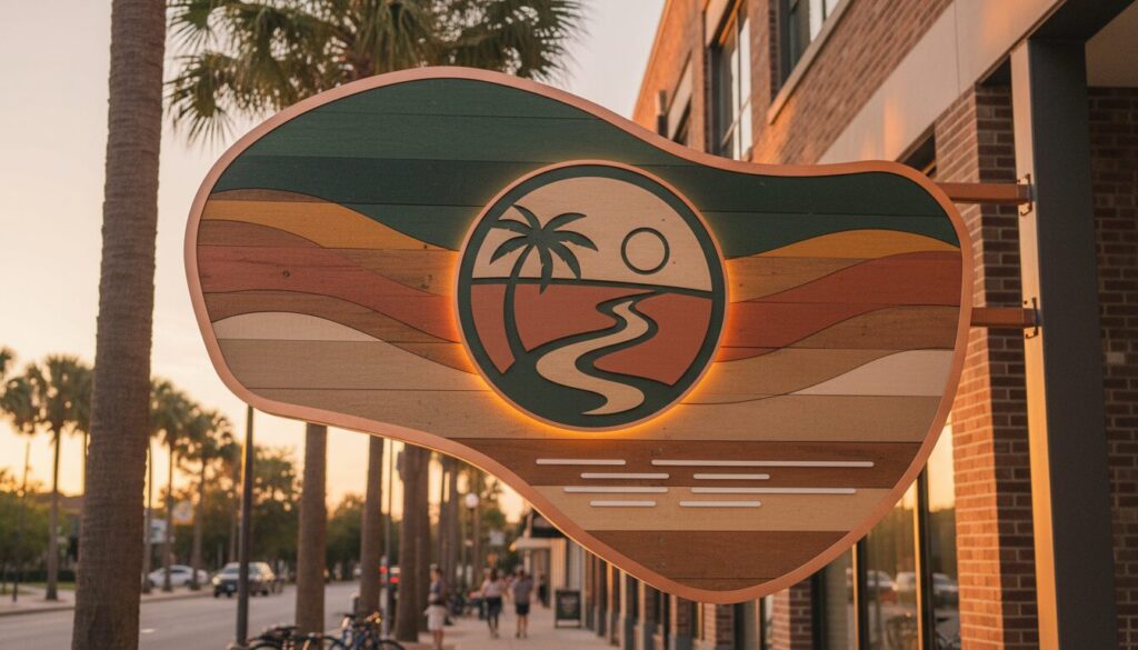 Modern signage illustrating outdoor brand aesthetics in Jacksonville FL