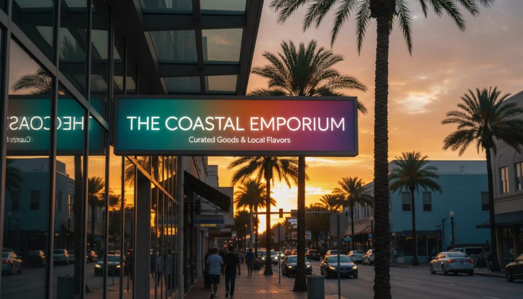 newly updated illuminated sign in Jacksonville FL at sunset