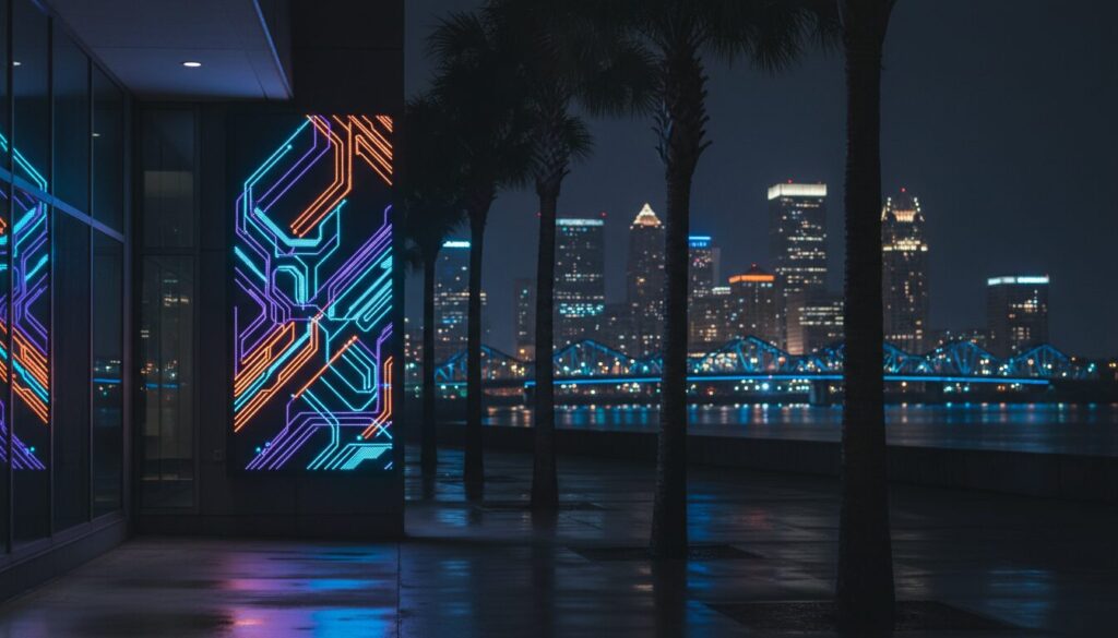 LED business signage illuminated at night in Jacksonville FL