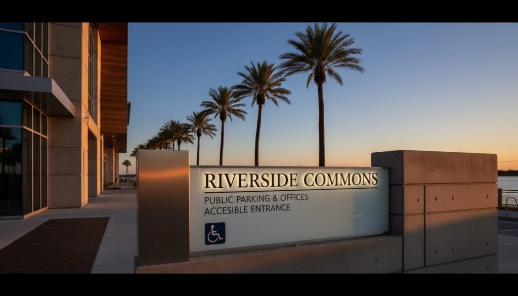 Serif outdoor signage in Jacksonville FL during golden hour
